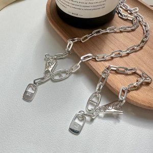Wholesale 925 Sterling Silver Lock and Clip Necklace ＆ Bracelet