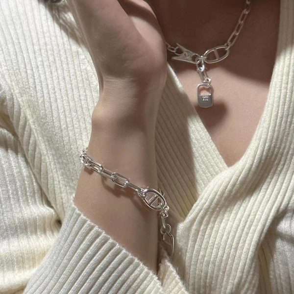 Wholesale 925 Sterling Silver Lock and Clip Necklace ＆ Bracelet - Image 5
