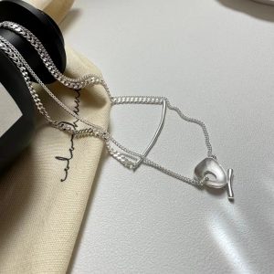 Wholesale 925 Sterling Silver Double Layers Sweater Necklace