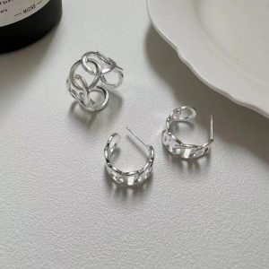 Wholesale 925 Sterling Silver Interlocking Earrings & Ring