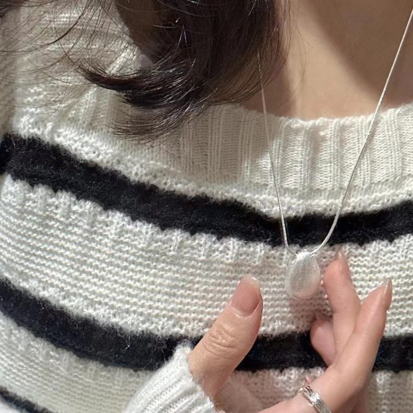 Wholesale 925 Sterling Silver Brushed Egg Sweater Necklace - Image 5