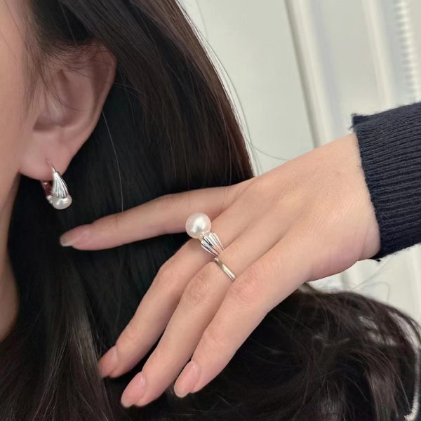 Wholesale 925 Sterling Silver Korean Freshwater Pearl Ring ＆Earrings - Image 6