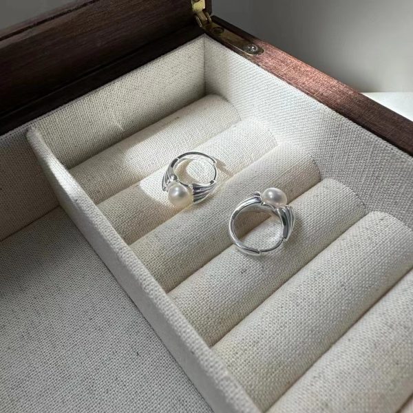 Wholesale 925 Sterling Silver Korean Freshwater Pearl Ring ＆Earrings - Image 2