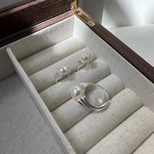 Wholesale 925 Sterling Silver Korean Freshwater Pearl Ring ＆Earrings - Image 3