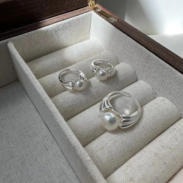 Wholesale 925 Sterling Silver Korean Freshwater Pearl Ring ＆Earrings - Image 4