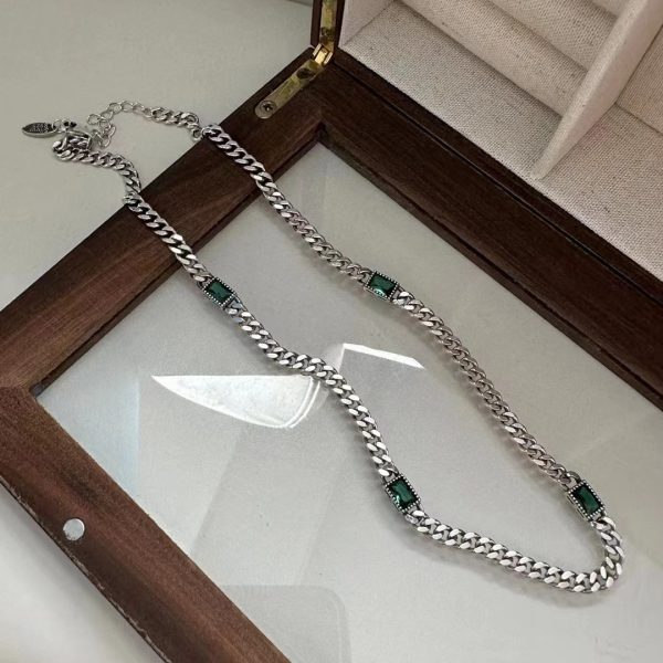 Wholesale 925 Sterling Silver Green Zirconia Set Necklace ＆ Bracelet ＆ Earrings - Image 4