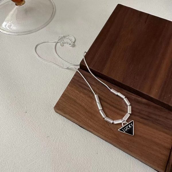 Wholesale 925 Sterling Silver Triangle Square Tube Necklace