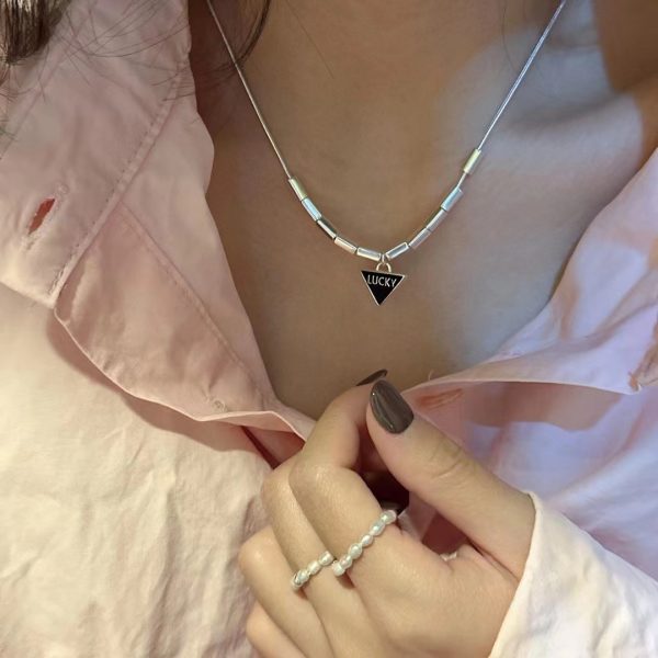 Wholesale 925 Sterling Silver Triangle Square Tube Necklace - Image 5