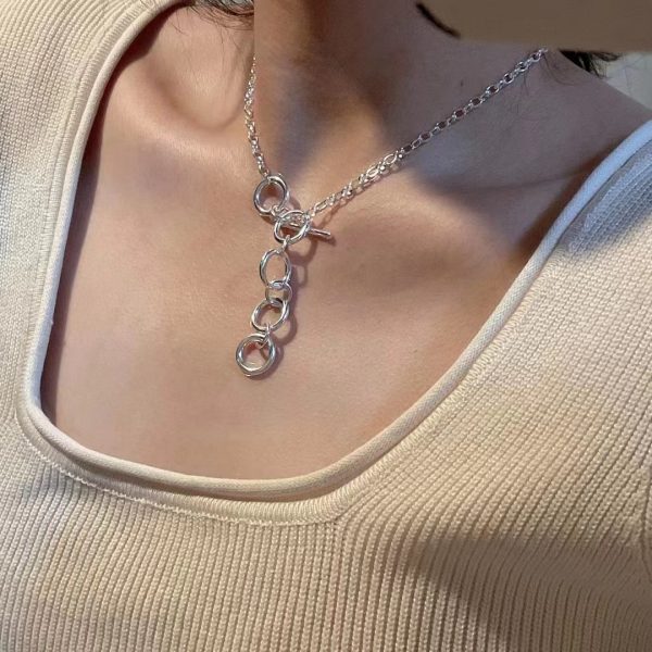 Wholesale 925 Sterling Silver Multiple Hoops Necklace - Image 4