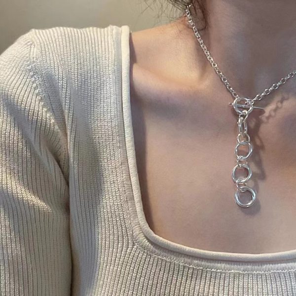 Wholesale 925 Sterling Silver Multiple Hoops Necklace - Image 6