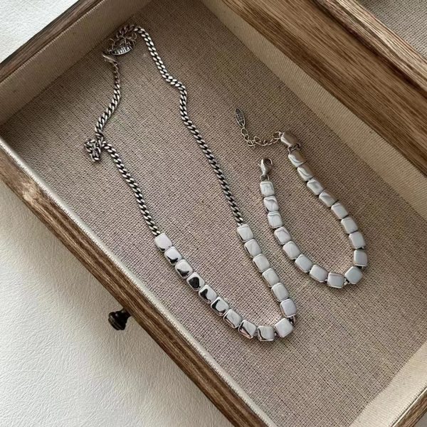 Wholesale 925 Sterling Silver Square Necklace ＆ Bracelet - Image 3