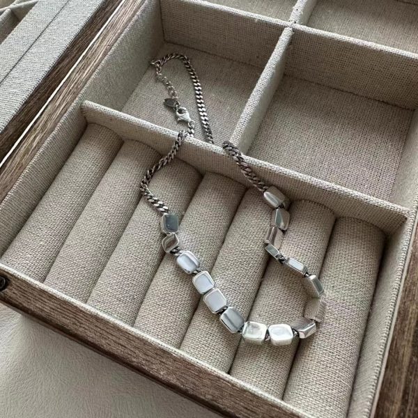 Wholesale 925 Sterling Silver Square Necklace ＆ Bracelet - Image 4