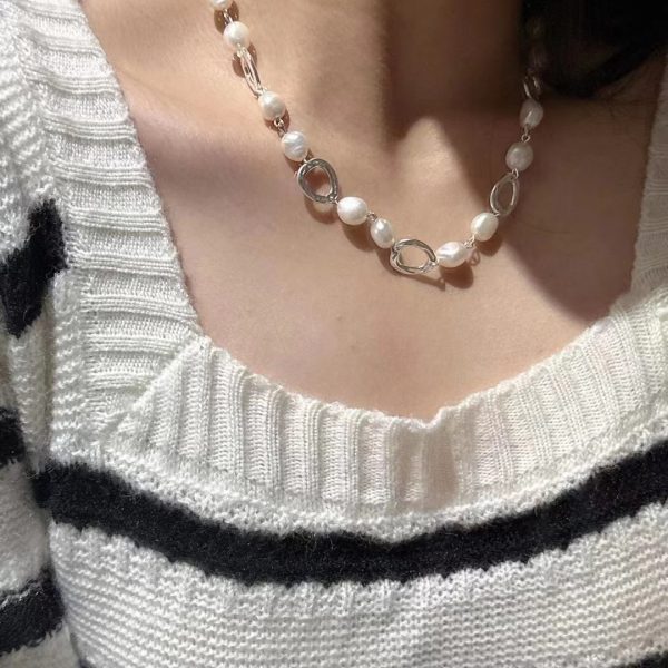 Wholesale 925 Sterling Silver Chunky pearl Necklace ＆ Bracelet - Image 3