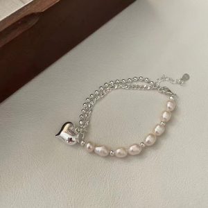 Wholesale 925 Sterling Silver Pearl Spliced Chain Bracelet