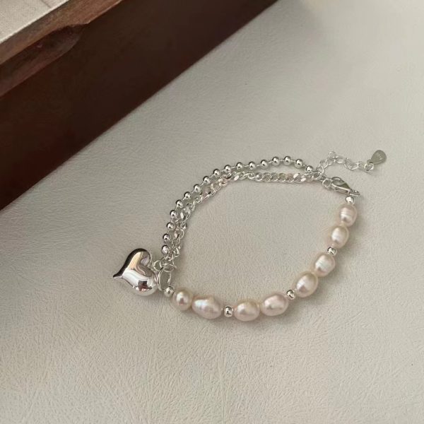 Wholesale 925 Sterling Silver Pearl Spliced Chain Bracelet