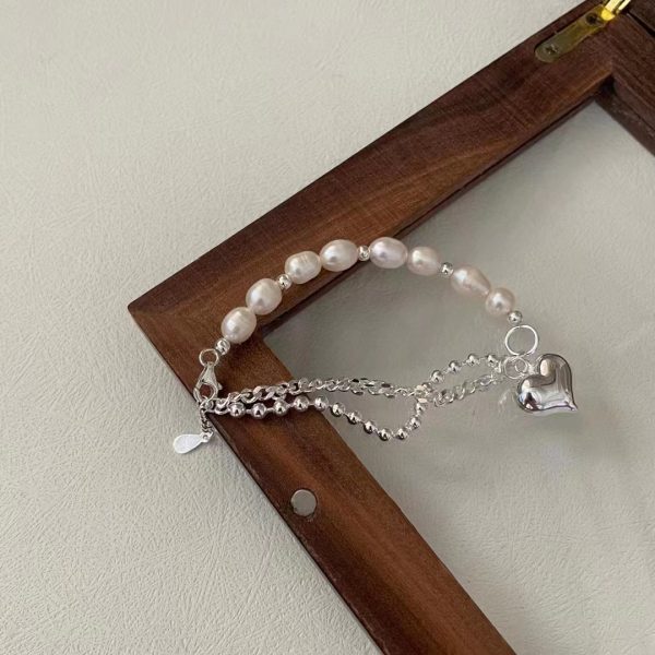 Wholesale 925 Sterling Silver Pearl Spliced Chain Bracelet - Image 2