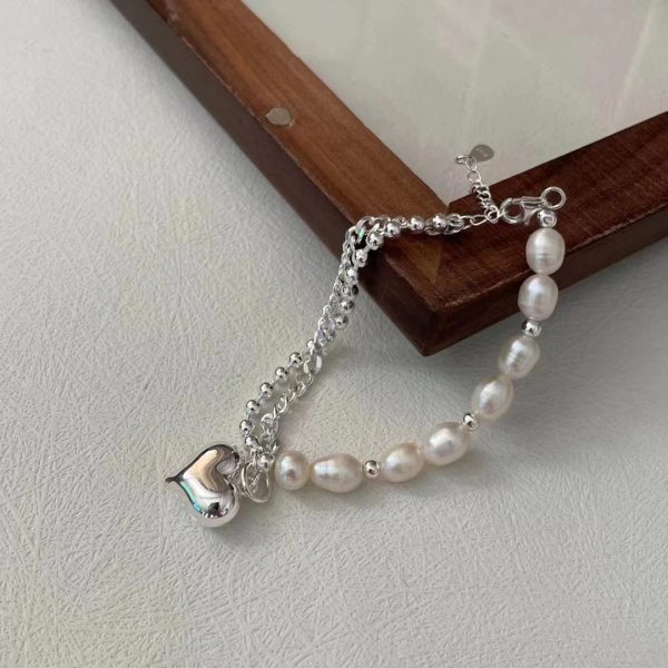 Wholesale 925 Sterling Silver Pearl Spliced Chain Bracelet - Image 3