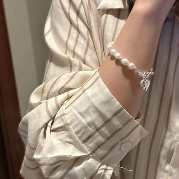 Wholesale 925 Sterling Silver Pearl Spliced Chain Bracelet - Image 4