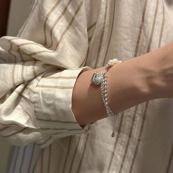 Wholesale 925 Sterling Silver Pearl Spliced Chain Bracelet - Image 6