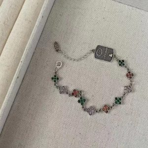 Wholesale 925 Sterling Silver Cross Flower Colored Bracelet