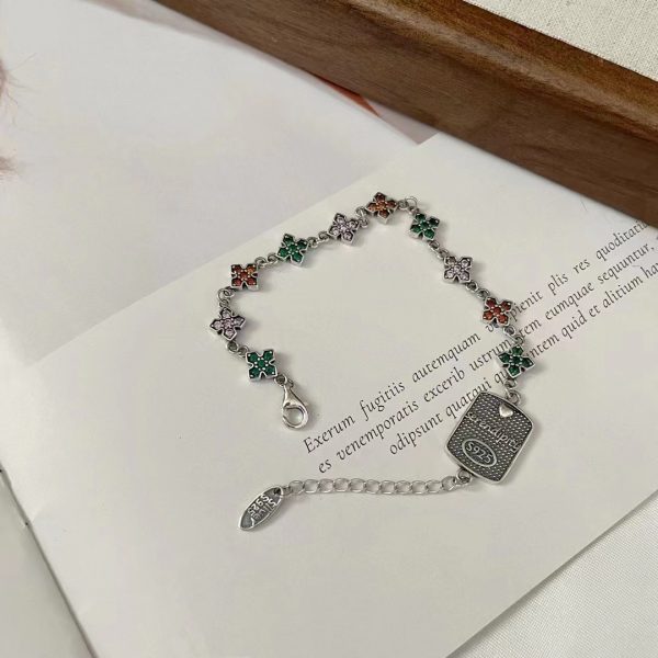 Wholesale 925 Sterling Silver Cross Flower Colored Bracelet - Image 2