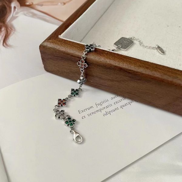 Wholesale 925 Sterling Silver Cross Flower Colored Bracelet - Image 3