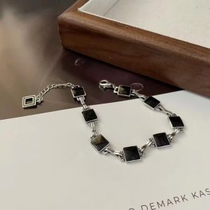 Wholesale 925 Sterling Silver Black Enamel Bracelet