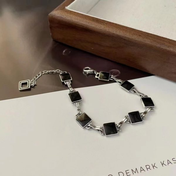 Wholesale 925 Sterling Silver Black Enamel Bracelet