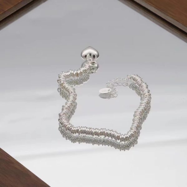 Wholesale 925 Sterling Silver Smooth Heart Bracelet - Image 2