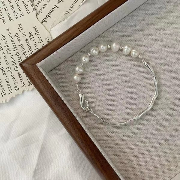 Wholesale 925 Sterling Silver Pearl Splicing Bangle