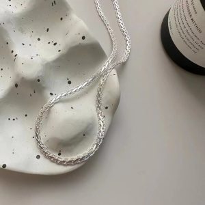 Wholesale 925 Sterling Silver Weaved Clavicle Chain