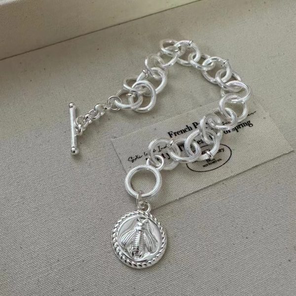 Wholesale 925 Sterling Silver Round Threadwork Bee Bracelet