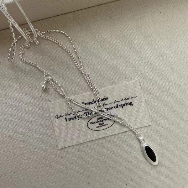 Wholesale 925 Sterling Silver Double Layers Teardrop Necklace - Image 2