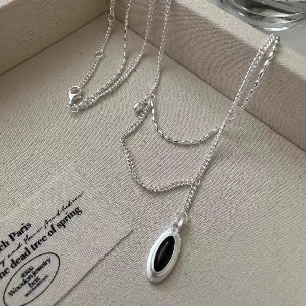 Wholesale 925 Sterling Silver Double Layers Teardrop Necklace
