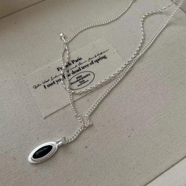 Wholesale 925 Sterling Silver Double Layers Teardrop Necklace - Image 3