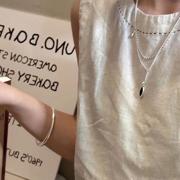 Wholesale 925 Sterling Silver Double Layers Teardrop Necklace - Image 5
