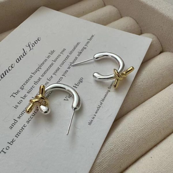 Wholesale 925 Sterling Silver Colorful Knotted C Earrings - Image 2