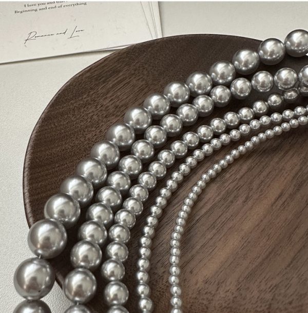 Wholesale 925 Sterling Silver Grey Pearl Necklace