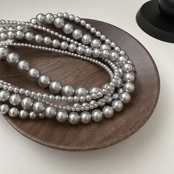 Wholesale 925 Sterling Silver Grey Pearl Necklace - Image 3