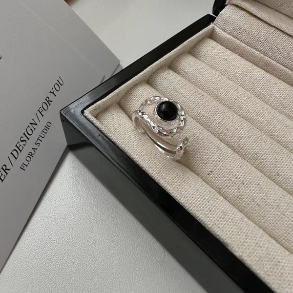 Wholesale 925 Sterling Silver Black Agate Ring