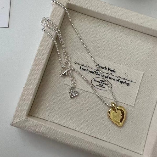 Wholesale 925 Sterling Silver Golden Heart Necklace - Image 2