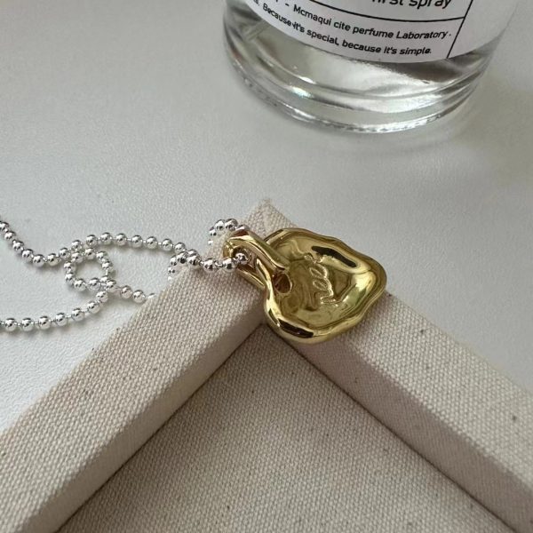 Wholesale 925 Sterling Silver Golden Heart Necklace