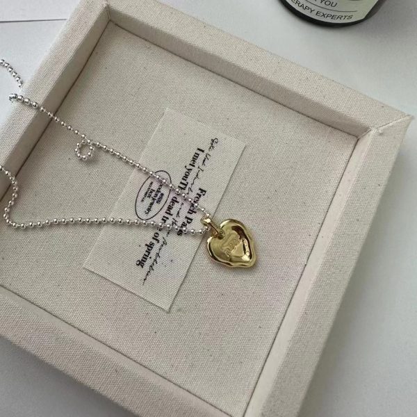 Wholesale 925 Sterling Silver Golden Heart Necklace - Image 3