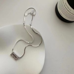 Wholesale 925 Sterling Silver Block Texture Necklace