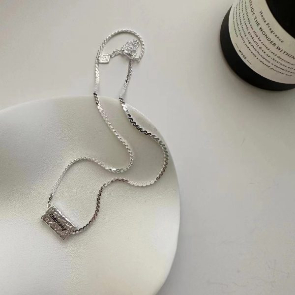 Wholesale 925 Sterling Silver Block Texture Necklace