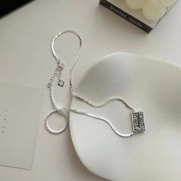 Wholesale 925 Sterling Silver Block Texture Necklace - Image 2