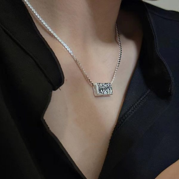 Wholesale 925 Sterling Silver Block Texture Necklace - Image 4