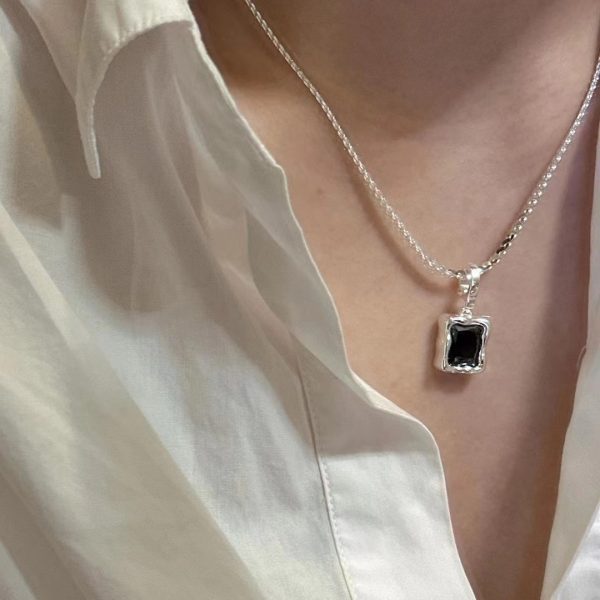 Wholesale 925 Sterling Silver Black Zircon Necklace - Image 3