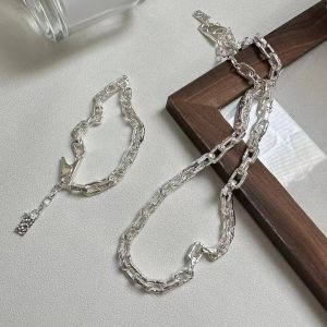 Wholesale 925 Sterling Silver Chunky Texture Clip Necklace ＆ Bracelet
