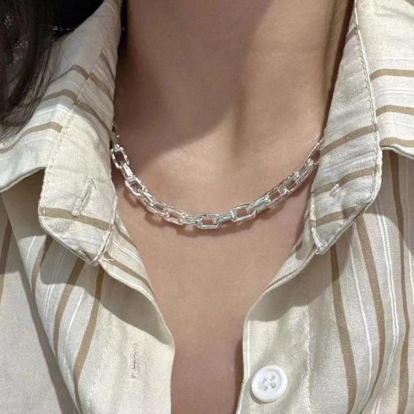 Wholesale 925 Sterling Silver Chunky Texture Clip Necklace ＆ Bracelet - Image 5